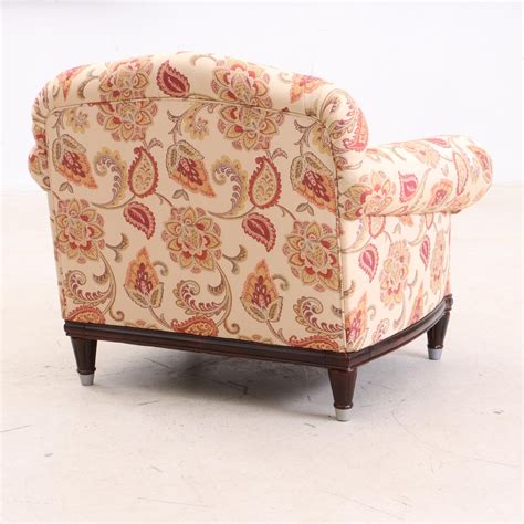 Contemporary Paisley And Floral Upholstered Arm Chair With Ottoman Ebth