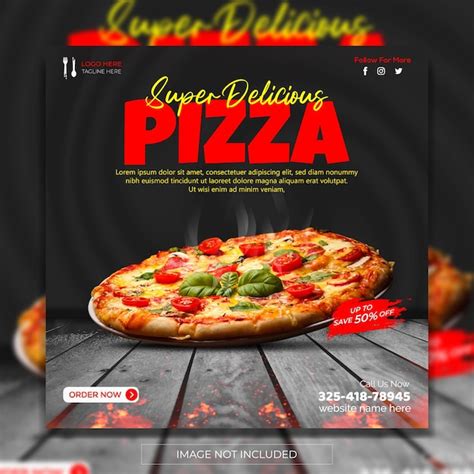 Um Anúncio De Pizza Para Uma Pizza Super Deliciosa Vetor Premium