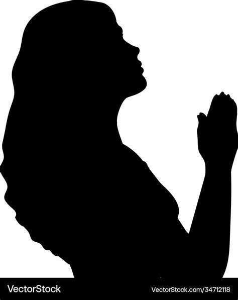 Silhouette Woman Praying Close Up Royalty Free Vector Image
