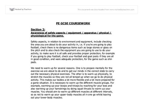 Pe Gcse Coursework Section 2 Gcse Physical Education Sport