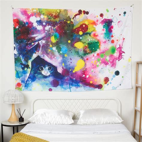 meow tapestry by lora zombie home and kitchen