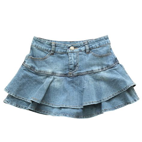 Ruffle Pleated Skirts Womens 2021 Summer Low Waist A Line Y2k Denim Skirt Sexy Mini Short Skirts