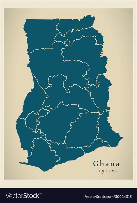 Modern Map Ghana Gh Map With All Regions Vector Image
