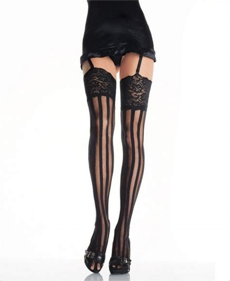 Vertical Stripe Cabaret Gothic Steampunk Stocking For Sale By Iris Noir Boutique At