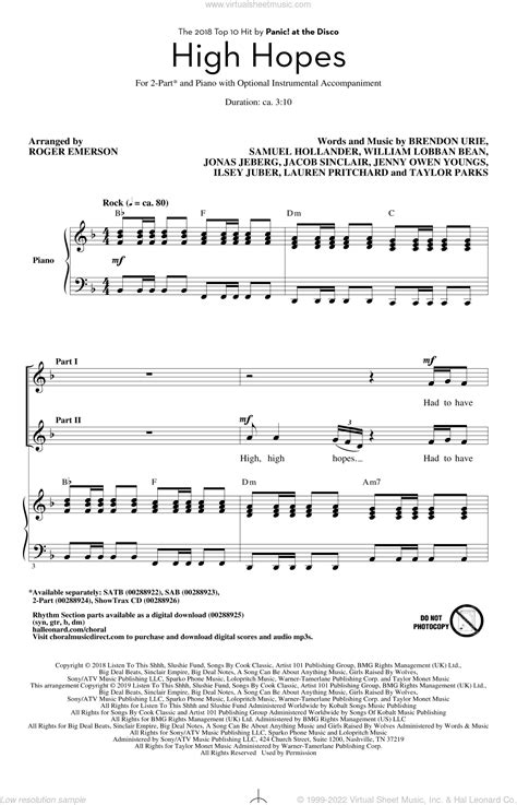 High Hopes Arr Roger Emerson Sheet Music For Choir 2 Part