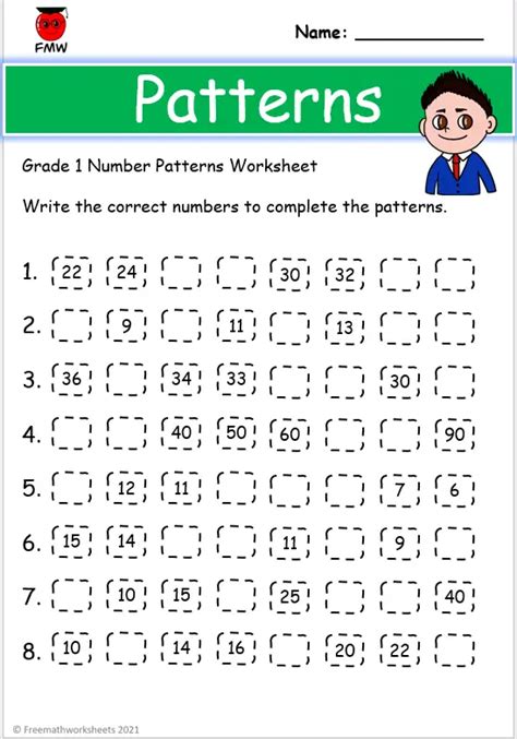 Number Pattern Worksheets For Grade 1 Worksheets Kulturaupice