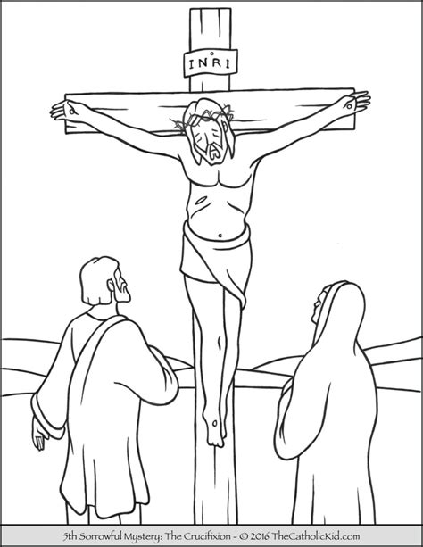 Sorrowful Mysteries Rosary Coloring Pages 5th Crucifixion Geashill