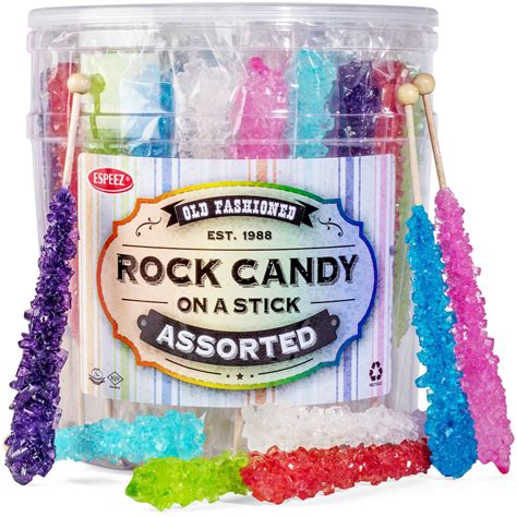 36 Extra Large Assorted Rock Candy Sticks Espeez Candy