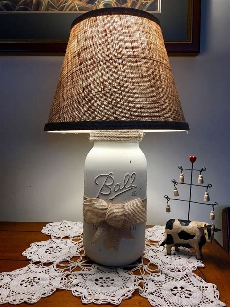 Mason Jar Lamp Table Lamp Table Top Lamp Country Decor Etsy