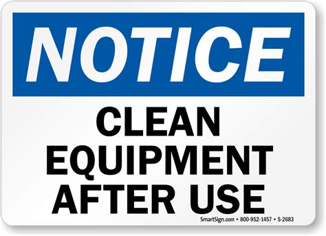 Clean Equipment After Use Sign Sku S 2683