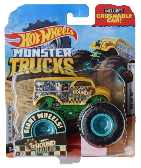 Buy Hot Wheels Monster Trucks Scale Hound Hauler Includes Crushable Car Yellow