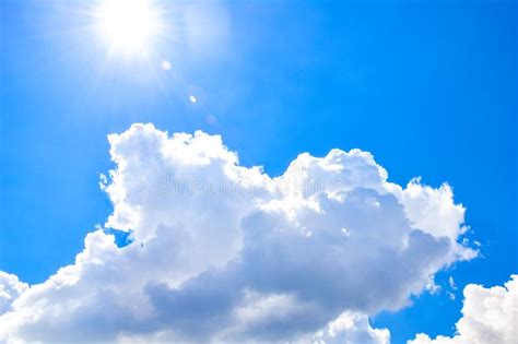 White Heap Clouds And Bright Sun In The Blue Sky Stock Image Image Of
