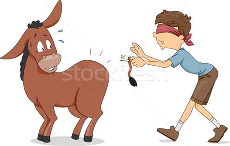Un juego muy popular en los cumpleaños y otros eventos en mi niñez consistía en ponerle la cola al burro, generalmente, con los ojos cerrados. Pin the Donkey's Tail vector illustration © lenm (#845104 ...