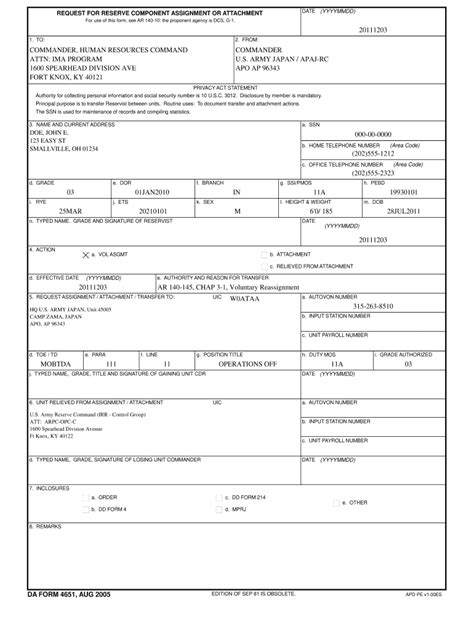 Da 4651 Form Fill Out And Sign Printable Pdf Template Airslate Signnow