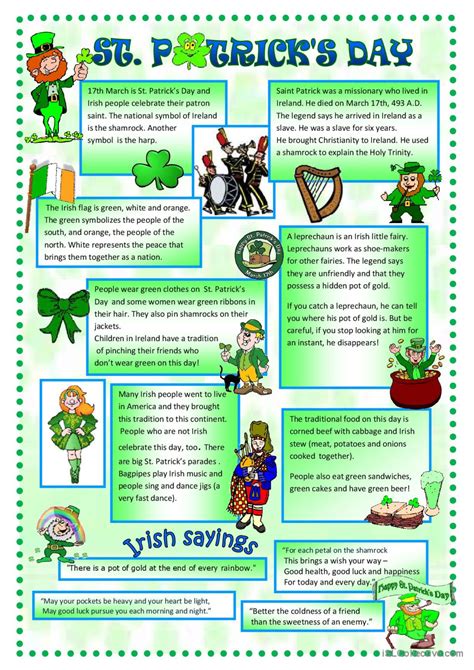 St Patricks Day Facts And Traditi English Esl Worksheets Pdf And Doc