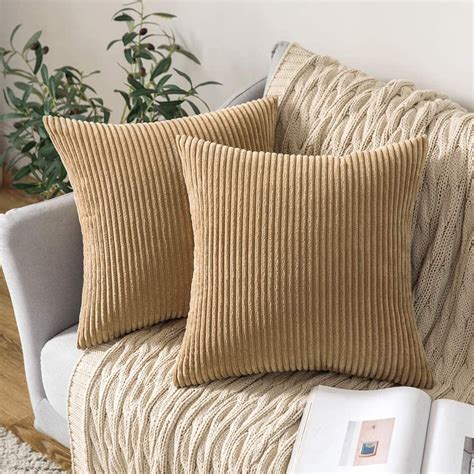 Pack Of 2 Corduroy Soft Soild Decorative Square Throw Pillow Covers