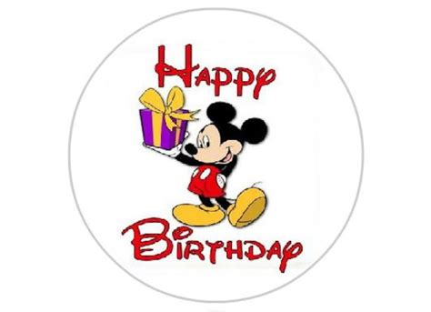 24 Fichas De Mickey Mouse Feliz Cumpleaños Redondo Sobre Etsy