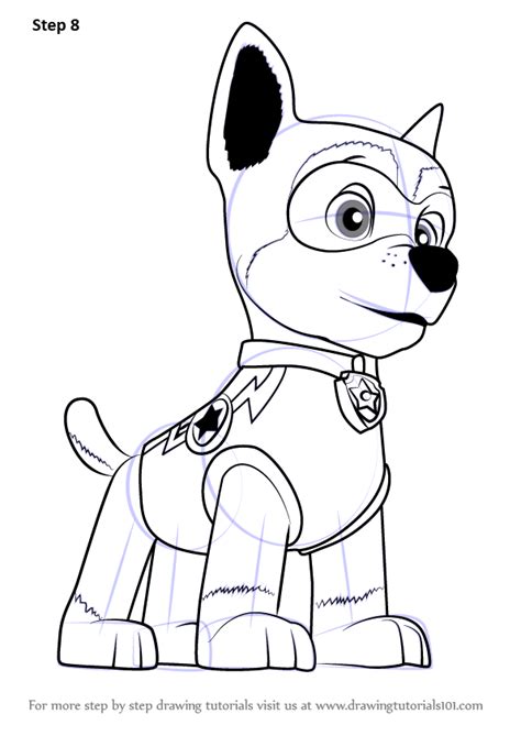 Learn How To Draw Super Chase From Paw Patrol Paw Patrol Step By Step Drawing Tutorials