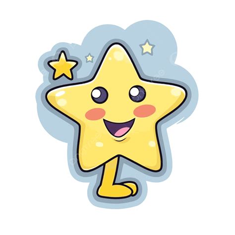 Stiker Bintang Lucu Dengan Bintang Di Atasnya Clipart Vektor Desain