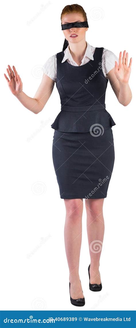 Redhead Businesswoman In A Blindfold Stock Image Image Of Adult View