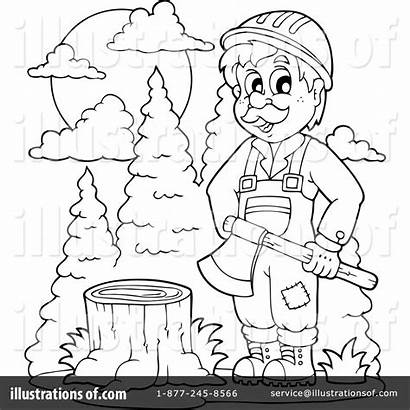 Lumberjack Coloring Clipart Pages Illustration Visekart Royalty