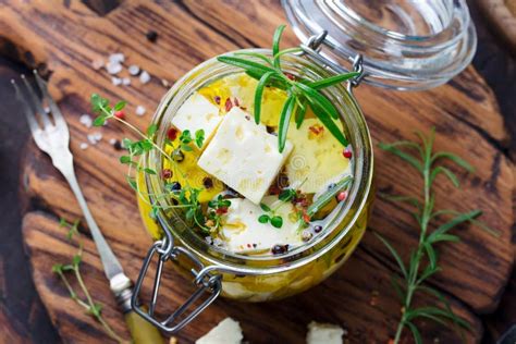 Cheese Marinated In Olive Oil With Herbs Stock Photo Image Of Spices