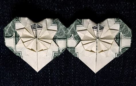 Dollar Origami Double Hearts Made With Only One Real Dollar Etsy