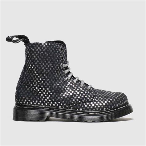 Dr Martens Black And Silver 1460 Pascal Silver Stars Boots Junior Shoefreak