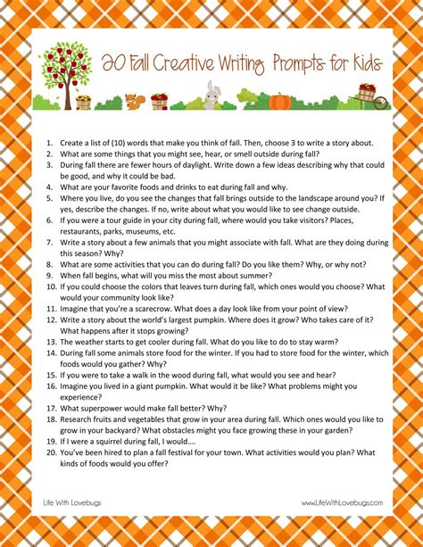 20 Fall Writing Prompts For Kids Life With Lovebugs Fall Writing