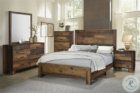 Sidney Rustic Pine Panel Bedroom Set 223141q