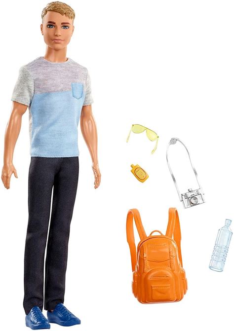 Barbie FWV15 Travel Ken Doll With 5 Accessories Dark Blonde