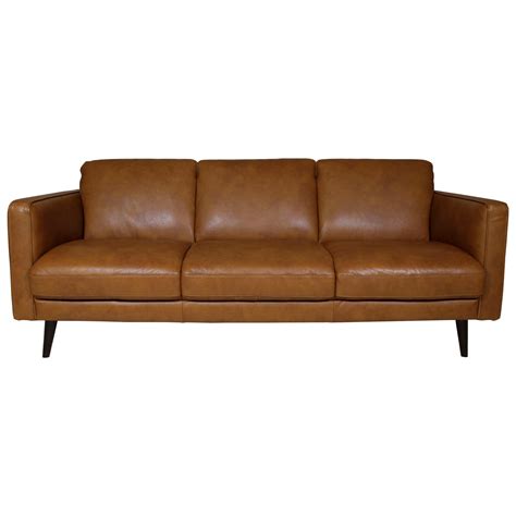 Natuzzi Editions Destrezza Contemporary Leather Sofa With Track Arms