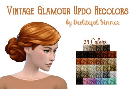 Deelitefulsimmer Vintage Glamour Updo Hair Recolor Sims 4 Hairs