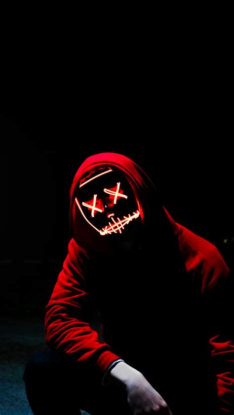 Man Wallpaper 4k Led Mask Dope Night Anonymous Hoodie