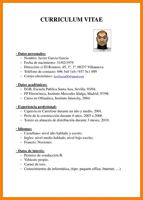 Modelo De Curriculum Vitae Simple Doc Modelo De Curriculum Vitae