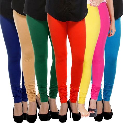buy cotton legging for women s multi color leggings churidar leggings fit to waist size pack of