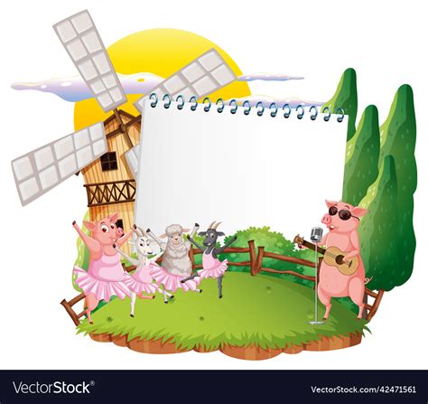 Empty Banner Template With Farm Animals Royalty Free Vector