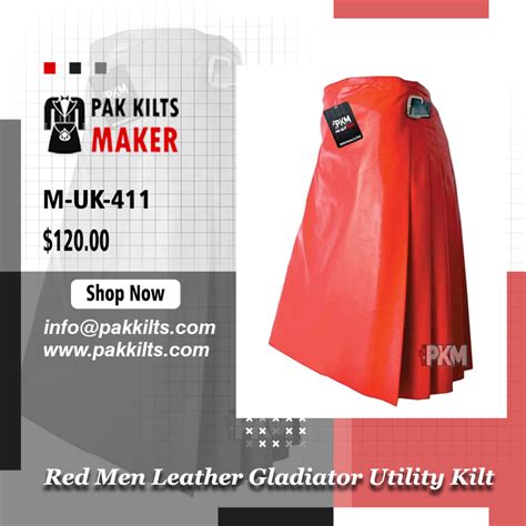 Red Men Leather Gladiator Utility Kilt Pak Kilts Maker