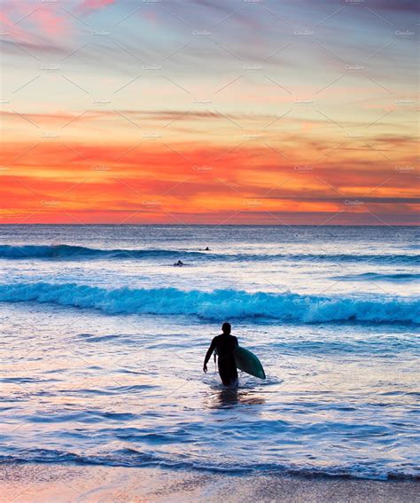 Surfing At Sunset High Quality People Images ~ Creative Market