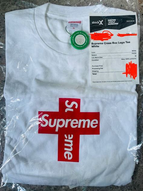 Supreme Cross Box Logo Tee White Mens Fashion Tops And Sets Tshirts