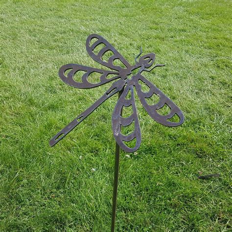 Metal Dragonfly Art Garden Art Made In Wales Rusty Metal Etsy