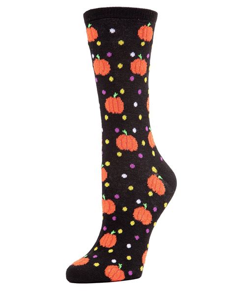 Cheery Pumpkin Crew Socks Halloween Socks Polka Dot Socks Crew Socks