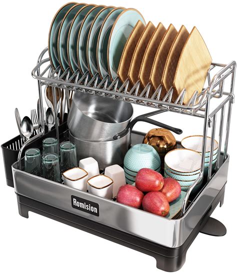 Buy Romision Dish Drying Rack 304 Stainless Steel 2 Tier Large Dish
