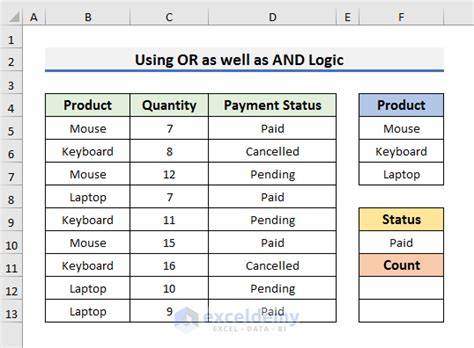 Excel Countifs With Multiple Criteria And Or Logic 3 Examples