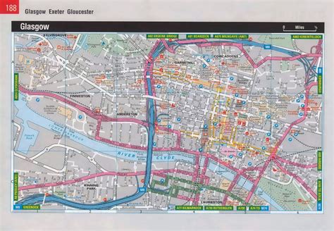 Grande Detallado Mapa De Carreteras Del Centro De Glasgow Glasgow