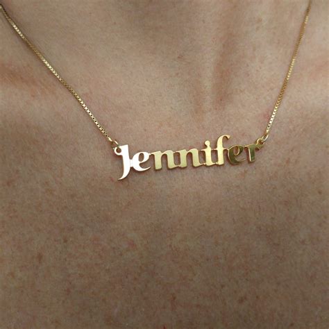 14k solid gold name necklace 14k solid yellow gold name etsy