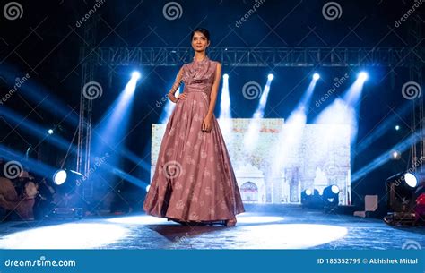 Indian Female Model Performing Ramp Walk In A Fashion Show Editorial