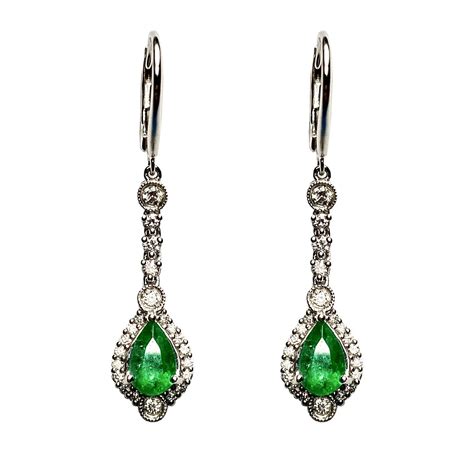 Elegant Gia Certified Round And Pear Shape Dangle Earrings For Sale At