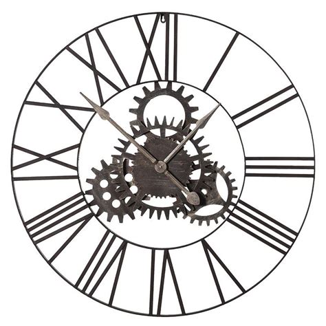 Industrial Distressed Cogs Metal Clock La Maison Chic Metal Clock
