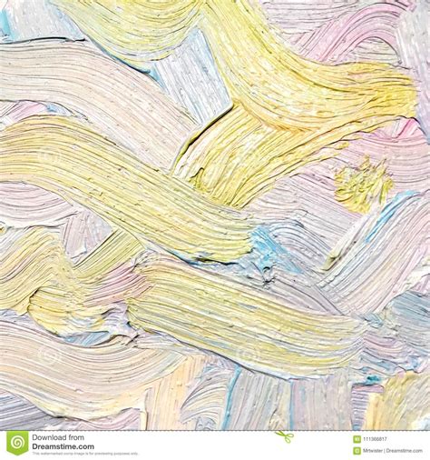 Canvas With Oil Painting And Expressive Brush Strokes Closeup Stock